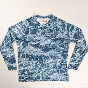 Paramount Blue Waves and Water Long Sleeve Performance Fishing Shirt Mesh Back